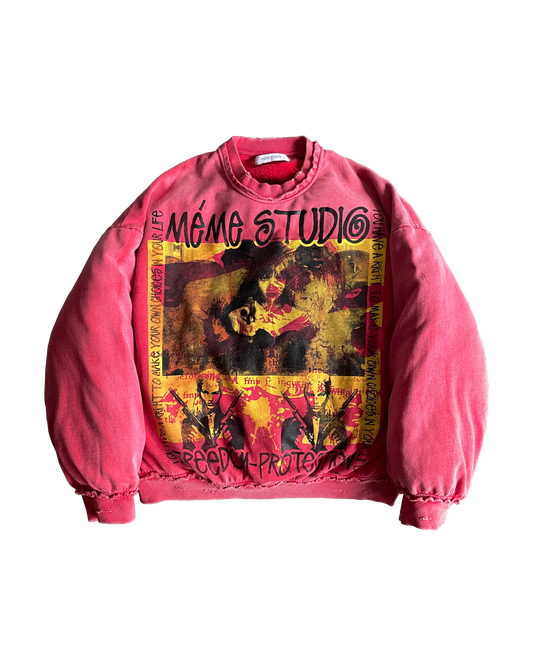 PROTECT SWEATER CREWNECK RED WASH