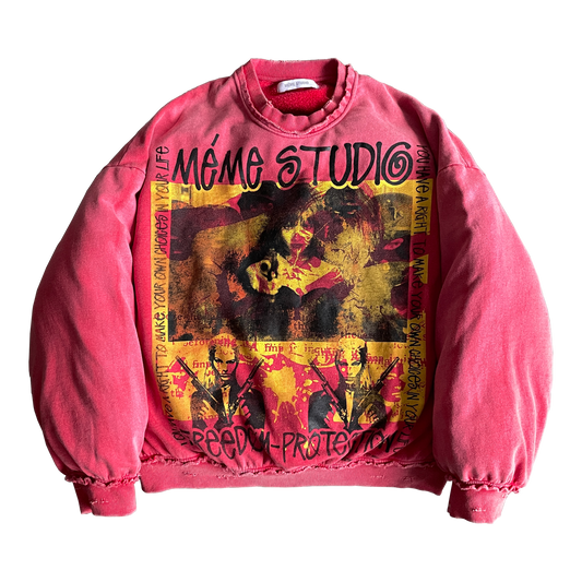 PROTECT SWEATER CREWNECK RED WASH